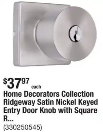 The Home Depot Home Decorators Collection Ridgeway Satin Nickel Keyed Entry Door Knob offer