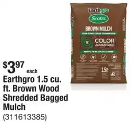 The Home Depot Earthgro 1.5 cu. ft. Brown Wood Shredded Bagged Mulch offer