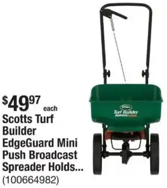 The Home Depot Scotts Turf Builder EdgeGuard Mini Push Broadcast Spreader Holds offer