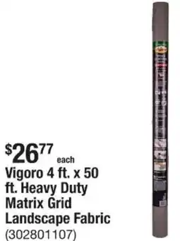 The Home Depot Vigoro 4 ft. x 50 ft. Heavy Duty Matrix Grid Landscape Fabric offer