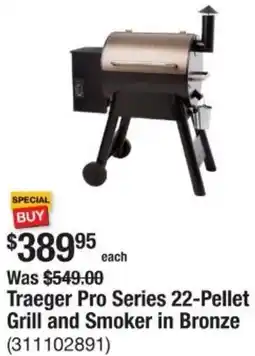 The Home Depot Traeger Pro Series 22-Pellet Grill and Smoker in Bronze offer