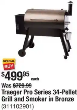 The Home Depot Traeger Pro Series 34-Pellet Grill and Smoker in Bronze offer