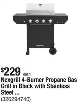 The Home Depot Nexgrill 4-Burner Propane Gas Grill in Black with Stainless Steel offer