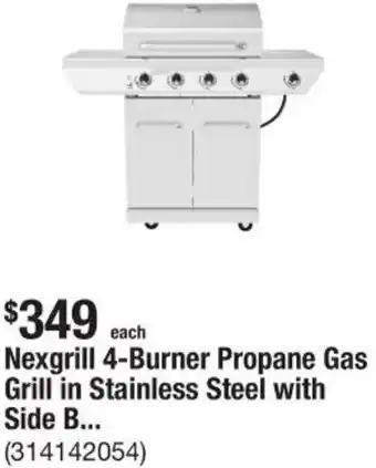The Home Depot Nexgrill 4-Burner Propane Gas Grill in Stainless Steel offer