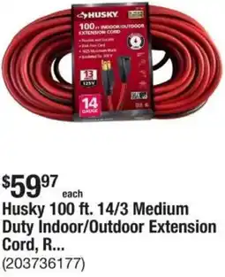 The Home Depot Husky Medium Duty Indoor/Outdoor Extension Cord offer