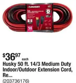 The Home Depot Husky Medium Duty Indoor/Outdoor Extension Cord offer