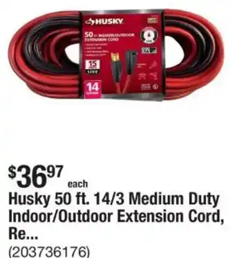 The Home Depot Husky Medium Duty Indoor/Outdoor Extension Cord offer