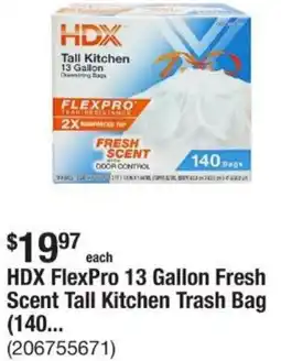 The Home Depot HDX FlexPro 13 Gallon Fresh Scent Tall Kitchen Trash Bag offer