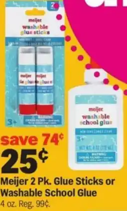 Meijer Meijer Glue Sticks or Washable School Glue offer