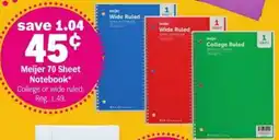 Meijer Meijer 70 Sheet Notebook offer