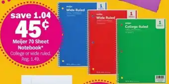 Meijer Meijer 70 Sheet Notebook offer