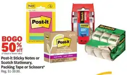 Meijer Post-it Sticky Notes or Scotch Stationary, Packing Tape or Scissors offer