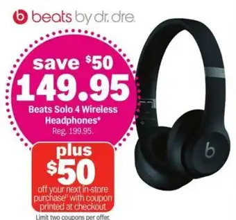 Meijer Beats Solo 4 Wireless Headphones offer