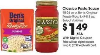 Kroger Classico Pasta Sauce or Ben's Original Ready Rice offer