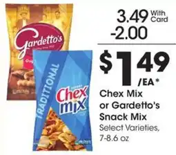Kroger Chex Chex Mix mix or Gardetto's Snack Mix offer