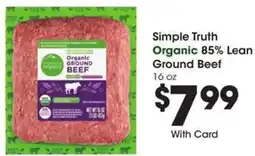 Kroger Simple Truth Organic 85% Lean Ground Beef offer