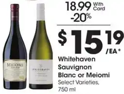 Kroger Whitehaven Sauvignon Blanc or Meiomi offer