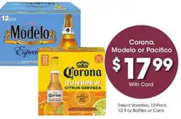 Kroger Corona, Modelo or Pacifico offer