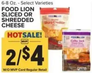 Food Lion Food lion sliced or shredded cheese offer