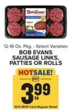 Food Lion Bob evans sausage links, patties or rolls offer