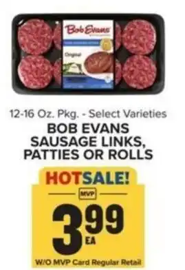 Food Lion Bob evans sausage links, patties or rolls offer