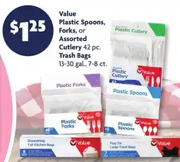 Family Dollar Value Plastic Spoons, Forks, or Assorted Cutlery 42 pc. Trash Bags 13-30 gal., 7-8 ct offer