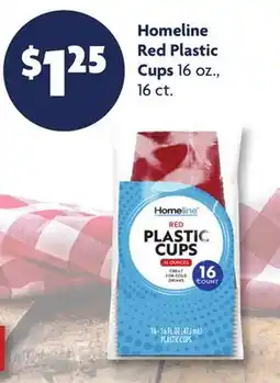 Family Dollar Homeline Red Plastic Cups offer