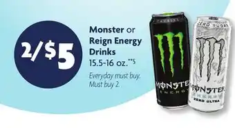 Family Dollar Monster or Reign Energy Drinks offer