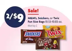 Family Dollar M&M's, Snickers, or Twix Fun Size Bags offer