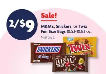Family Dollar M&M's, Snickers, or Twix Fun Size Bags offer