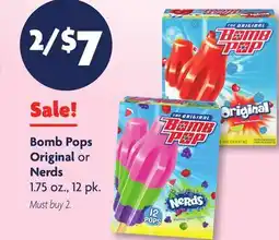 Family Dollar Bomb Pops Original or Nerds offer