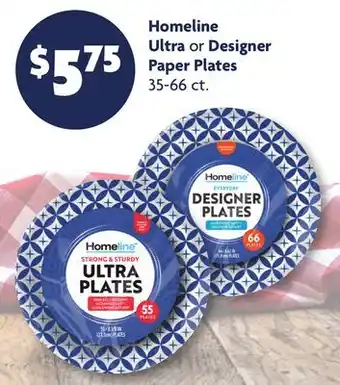 Family Dollar Homeline Ultra or Designer Paper Plates offer