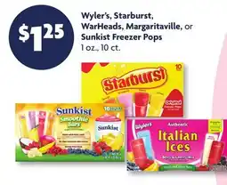 Family Dollar Wyler's, Starburst, WarHeads, Margaritaville, or Sunkist Freezer Pops offer