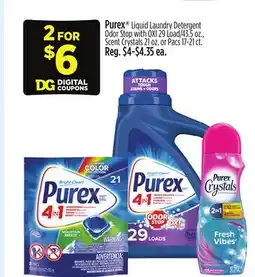 Dollar General Purex Liquid Laundry Detergent Odor Stop with OXI Load, Crystals or offer
