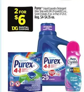 Dollar General Purex Liquid Laundry Detergent Odor Stop with OXI Load, Crystals or offer