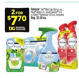 Dollar General Febreze Air TM Mist 2/., Plug TM 2 ct. Refresher 23.6 oz offer