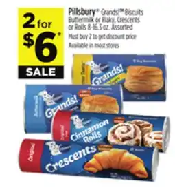 Dollar General Pillsbury Grands! Biscuits Buttermilk or Flaky, Crescents or Rolls offer