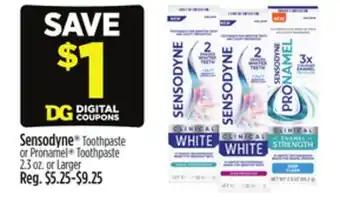 Dollar General Sensodyne Toothpaste or Pronamel Toothpaste offer