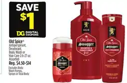 Dollar General Old Spice Antiperspirant, Deodorant, Body Wash or Hair Care offer