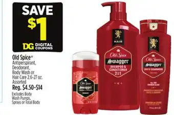 Dollar General Old Spice Antiperspirant, Deodorant, Body Wash or Hair Care offer