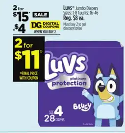 Dollar General Luvs Jumbo Diapers offer