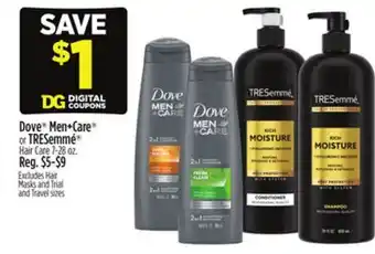 Dollar General Dove Men + Care or TRESemmé offer