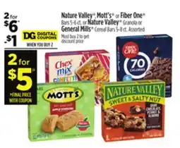 Dollar General Nature Valley , Mott's ,Fiber One , Nature Valley Granola or General Mills offer