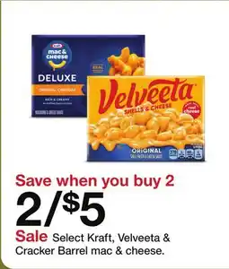 Target Select Kraft, Velveeta & Cracker Barrel mac & cheese offer