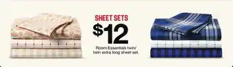 Target Room Essentials twin/twin extra long sheet set offer