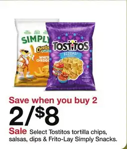 Target Select Tostitos tortilla chips, salsas, dips & Frito-Lay Simply Snacks offer