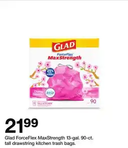 Target Glad ForceFlex MaxStrength 13 - gal. 90 - ct. tall drawstring kitchen trash bags offer