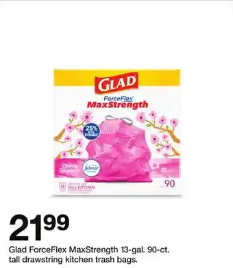 Target Glad ForceFlex MaxStrength 13 - gal. 90 - ct. tall drawstring kitchen trash bags offer