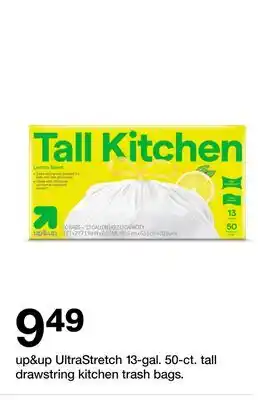 Target up & up UltraStretch 13-gal. 50-ct. tall drawstring kitchen trash bags offer