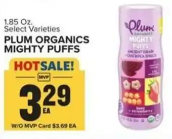 Food Lion Plum organics mighty puffs offer
